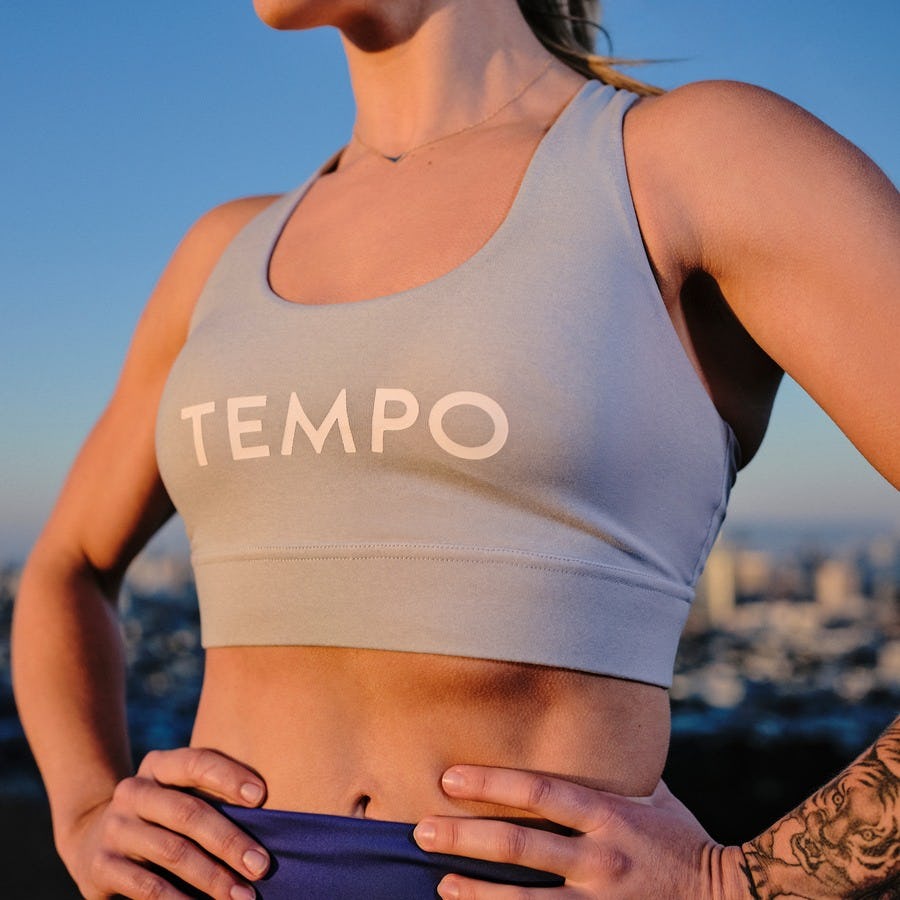 Tempo Coach Colby close up abs with Tempo Sports Bra SQUARE